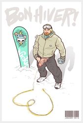 1boy clothed facial_hair heart looking_at_penis male male_only my_little_pony nickie_charles peeing peeing_on_ground penis_grab penis_out rainbow_dash_(mlp) shadow simple_background snow snow_gear snowboard solo straight_hair text uncut urinating urinating_male urination urine urine_in_snow urine_writing white_background