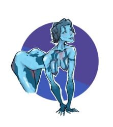 2d artificial_intelligence cortana halo_(game) halo_(series) helenwinde helenwinde(artist) mature_female sagging_breasts skinny