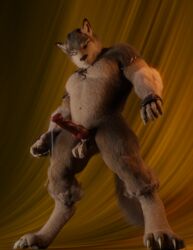 absurd_res animal_genitalia animal_humanoid animal_penis anthro balls bodily_fluids canid canid_humanoid canine canine_humanoid canine_penis canis character_name genital_fluids genitals hi_res humanoid kiliminstra male male_only mammal mammal_humanoid penis precum solo wolf wolf_humanoid