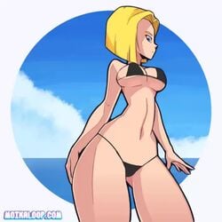 1girls 2020 alternate_version_available android_18 animated big_breasts blonde_hair blue_eyes bouncing_ass bouncing_breasts cameltoe cleavage curvy dragon_ball dutch_angle erect_nipples female huge_areolae huge_ass moikaloop no_sound puffy_nipples short_hair thick_lips video voluptuous wide_hips