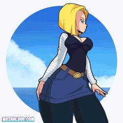 1girls 2020 alternate_version_available android_18 animated big_breasts blonde_hair blue_eyes bouncing_ass bouncing_breasts cameltoe cleavage curvy dragon_ball dutch_angle erect_nipples female huge_areolae huge_ass moikaloop no_sound puffy_nipples short_hair thick_lips video voluptuous wide_hips