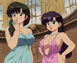 2girls cleavage dress female female_only hourglass_figure kasumi_tendo large_breasts mage_(harumagedon) ranma_1/2 tagme ukyo_kuonji