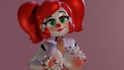 1girls 3d animatronic baby_(fnafsl) big_breasts circus_baby circus_baby_(fnaf) clown clown_girl female five_nights_at_freddy's five_nights_at_freddy's:_sister_location freckles ginger glendaterra gynoid looking_at_viewer paizuri penis penis_between_breasts red_hair redhead smiling so87baby summer_baby summer_of_87_baby twintails