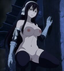 1girls areolae armwear boots breasts cleavage edit edited fairy_tail hair_ribbon kneeling mostly_nude navel nipples nude nude_filter pale_skin pubic_hair pussy solo spread_legs spreading stockings thighhighs ultear_milkovich unknown_artist vagina