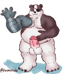 anthro badgerclops cartoon_network genitals hi_res kuma-arts male male_only mammal mao_mao:_heroes_of_pure_heart oso penis sex slightly_chubby solo ursid