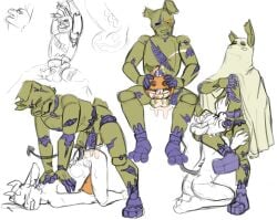 anal anthro balls blowjob cheekycreepy cum ejaculation erection five_nights_at_freddy's five_nights_at_freddy's_3 fnaf fucking_pumpkin fur furry furry_only green_fur humanoid looking_pleasured male male_only nude oral penetration penis pumpkin rabbit sex springtrap springtrap_(fnaf) sucking tail