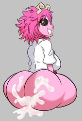 2020 ass black_iris cum cum_in_ass gray_background horns mina_ashido my_hero_academia nathanatwar pink_hair pink_skin simple_background sitdown smile t-shirt whateverdoes white_shirt yellow_eyes