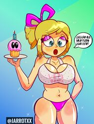 1girls big_breasts bikini cosplay cupcake cupcake_(fnaf) female female_focus female_only five_nights_at_freddy's five_nights_at_freddy's_2 fnaf fnaf_2 fnafhs fnafhs_z3ro jarrotxx joy_(fnafhs) panties pink_panties scottgames thick_thighs toy_chica_(cosplay) toy_chica_(fnaf) toy_chica_(fnaf)_(cosplay)