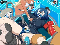 5girls blonde_hair blue_hair bra breast_grab breast_squeeze dark-skinned_female faceless_female first_baby_(metal_slug) gangbang iron_fortress_(metal_slug) metal_slug metal_slug_attack military_uniform ms-alice_(metal_slug) ms-heart_(metal_slug) multiple_girls panties panties_aside rape robot slc strap-on vaginal_penetration white_baby_(metal_slug) yuri