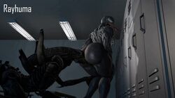 1girls 3d alien alien_(franchise) ambiguous_gender anilingus animated ass bent_over big_ass big_breasts black_body breasts crossover eating_ass exoskeleton female female/ambiguous interspecies large_breasts legs locker_room lockers long_tongue marvel marvel_comics muscular muscular_female no_sound on_all_fours oral plump_ass prehensile_tongue rayhuma round_ass sharp_teeth she-venom source_filmmaker spider-man_(series) symbiote tail teeth text thick thick_ass thick_thighs thighs tongue tongue_out venom venom_(marvel) video watermark white_eyes wide_hips xenomorph