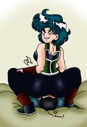 1boy 1boy1girl 1girls 2016 anaconda_(song) anaconda_pose ass bardock_(cosplay) big_ass big_butt blush butt curvy curvy_body curvy_female curvy_figure curvy_hips dragon_ball dragon_ball_xenoverse faceless_male facesitting female female_focus girl_on_top heart hourglass_figure looking_at_another looking_back nicki_minaj omarsin original_character red_armwear saiyan shiny_hair shiny_skin sitting_on_person smirk smirking smug thick_ass thick_legs thick_thighs wide_hips