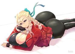 1girls alternate_ass_size alternate_breast_size ass big_ass big_breasts blonde_hair breasts brown_eyes bubble_ass bubble_butt busty capcom cleavage clothed clothed_female curly_hair curvy favorite female female_focus female_only huge_ass karin_kanzuki large_ass laying_down long_hair looking_back rebis round_ass round_butt smile smiling_at_viewer solo solo_female solo_focus street_fighter street_fighter_v thick thick_ass thick_thighs voluptuous white_background