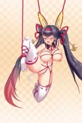 animated areola areolae floating_penis game game_cg giselle_(project_qt) large_ass large_breasts monster_girl nutaku official_art project_qt red_rope see-through_penis suspension thighhighs vaginal_penetration