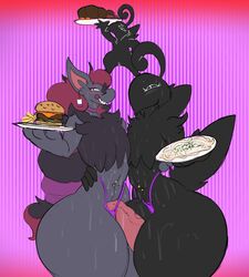 anthro belly_piercing burger earrings furry gay hail_(7th-r) huge_ass huge_cock hyper lover_(coldfrontvelvet) nintendo pasta piercing pokémon_(species) pokemon pokemon_(species) quail redmoon83 serving_food sweat sweating thick_thighs thong thong_aside zoroark