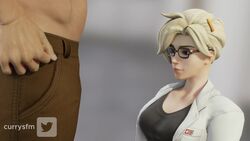 1boy 1girls 3d :o alternate_costume animated big_penis blender blonde_hair bouncing_penis currysfm doctor erection faceless_male female glasses hi_res large_penis light-skinned_male light_skin looking_at_penis mercy no_sound open_mouth overwatch overweight_male pale-skinned_female pale_skin pants_down penis penis_awe smiling straight surprise surprised video watermark worried