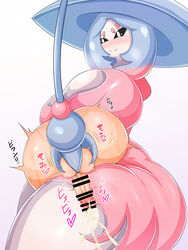 anthro anthrofied ass balls big_balls big_breasts black_sclera blush censor_bar censored cum ejaculation female femdom hands-free handsfree_ejaculation hatterene huge_breasts huge_thighs human humanoid interspecies itomaruzz large_breasts nintendo no_arms pale-skinned_male pale_skin penis pokemon pokemon_(species) pokemon_ss semen smile sweat testicle_grab testicles thick_thighs trembling voluptuous white_background white_pupils wide_hips