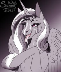 alicorn bodily_fluids cum cum_on_face equid equine female feral friendship_is_magic furry genital_fluids hasbro horn horse mammal monochrome my_little_pony open_mouth patreon_reward pony princess princess_cadance_(mlp) royalty simple_background sketch solo sunny_way wet wings