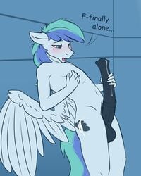 2019 absurd_res animal_genitalia animal_penis anthro balls big_penis blue_hair blue_tail blush bodily_fluids cum cum_drip cum_leaking cutie_mark dialogue dripping ears_back equid equine equine_penis fan_character feathered_wings feathers flared_penis fur genital_fluids genitals green_tail hair half-closed_eyes hand_on_penis hasbro hi_res leaning_on_wall male male_only mammal masturbation medial_ring multicolored_hair multicolored_tail my_little_pony narrowed_eyes open_mouth pegasus penile penile_masturbation penis phenyanyanya pivoted_ears simple_background solo storm_feather teal_eyes teal_hair text white_body white_feathers white_fur white_wings wings