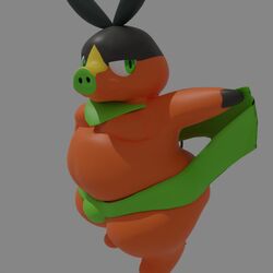 3d axel_(tepigfan101) axel_the_tepig looking_away male_only pokemon tepig tepigfan101 underwear_pull