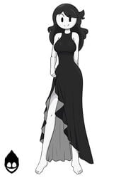 barefoot black_hair dress feet female female_only fenix31_(artist) jaiden_animations jaidens_mom simple_background standing tagme white_skin youtube