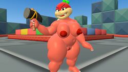 1girls 3d alternate_version_available anthro anthro_only barefoot big_breasts big_thighs block_city blonde_hair breasts claws erect_nipples exposed_breasts exposed_pussy fangs female female_only front_view half-closed_eyes hammer highres huge_breasts huge_thighs koopa large_breasts large_thighs looking_at_viewer mario_(series) naked nintendo nipples nude open_mouth pink_skin pom_pom_(mario) ponytail pussy red_eyes red_nipples red_skin ribbon scalie slightly_chubby smile smiling solo solo_female source_filmmaker super_mario_3d_world tail thick thick_thighs thighs tied_hair video_games viperarcane weapon wide_hips