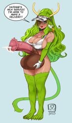 1futa animal_genitalia animal_genitalia_on_humanoid balls big_breasts breasts cayenne_rodica cleavage cow_ears cow_girl cow_print cum cupping_balls dickgirl erection futa_only futanari gaikiken green_hair horsecock horsecock_on_humanoid huge_balls huge_cock huge_testicles looking_at_viewer penis precum sheath solo solo_futa speech_bubble testicles text