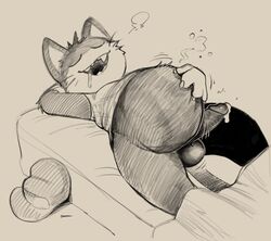 animal_crossing anthro balls bodily_fluids bottomless clothed clothing daftpatriot drooling genital_fluids genitals hi_res male male_only nintendo penis precum punchy_(animal_crossing) saliva sleeping solo stalvelle stomach_bulge video_games vore