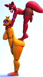 3d 4k 9:16 absurd_res animatronic anthro ass avian balls bird breasts canid canine chica_(fnaf) chicken clothed clothing digital_media_(artwork) duo erection female five_nights_at_freddy's fox foxy_(fnaf) galliform gallus_(genus) genitals geometryboymejia glowing glowing_eyes hi_res humanoid_genitalia humanoid_penis machine male mammal nipples penis phasianid robot topless video_games