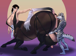 anal anilingus anthro anthro_on_taur anus ass bent_over big_anus big_breasts big_butt big_udders breasts canid canine canis centaur clothing crotchboobs duo equid equid_taur equine female from_behind_position garter_belt garter_straps genitals hand_on_udder horsepussy huge_breasts huge_butt huge_crotchboobs huge_udders humanoid_pointy_ears kneeling larger_female leggings legwear lingerie male mammal mammal_taur mariart nipples oral penis pussy rimming sex size_difference smaller_male straight sylvia_(zwerewolf) tail_pull taur udder_bra udderfuck udders wolf zal