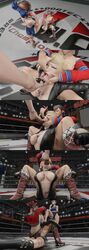 3d aigle asdf9146 asphyxiation camel_clutch catfight choking exposed_breasts foot_fetish foot_lick humiliation large_ass leather makoto_aihara reiko_hinomoto rumble_roses two_on_one wrestling