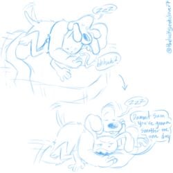 anal anthro gay lagomorph max_(sam_and_max) sam_(sam_and_max) sam_and_max sleeping yaoi