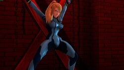 1girls 3d arrogant bdsm_gear blonde_hair bondage bound_ankles bound_wrists captured cocky game_over metroid nintendo punishment samus_aran skin_tight spread_arms spread_eagle spread_legs standing stationary_restraints tied_up trouble zero_suit