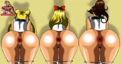 3girls anus ass ass_focus back_view bare_ass big_ass big_butt bimbo bishoujo_senshi_sailor_moon blonde_hair bottomless bow brown_hair bubble_ass bubble_butt butt butt_focus butthole clothing colored dat_ass doggy_style female_only granenigma hair_bun long_hair looking_at_wall makoto_kino minako_aino multiple_girls no_panties pale-skinned_female pale_skin panties panties_down ponytail presenting presenting_hindquarters pussy round_ass round_butt sailor_jupiter sailor_moon sailor_venus shadow shiny_skin solo_female take_your_pick teenager thick_ass thick_thighs uncensored usagi_tsukino white_blouse wide_hips