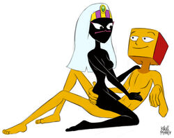 alien cowgirl_position crossover cube_(yellow) duck_dodgers duo humanoid knullmannen looney_tunes nude_female nude_male queen_tyr'ahnee sex the_heist woman_on_top