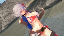 1girls 3d alternate_costume american_flag american_flag_bikini azur_lane bikini breasts closed_eyes fate_(series) female huge_breasts koikatsu looking_at_viewer miyamoto_musashi_(fate) miyamoto_musashi_(fate)_(cosplay) miyamoto_musashi_(swimsuit_berserker) mole_on_breast outfit short_hair swimsuit warmturtle_(artist) washington_(azur_lane) white_hair