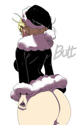 1girls ass back_view bare_ass big_ass big_butt bimbo black_dress blonde_hair bottomless breasts christmas christmas_outfit coffing_(artist) dat_ass double_bun dress english_text female from_behind fur-trimmed_hat fur_trim hat high_resolution himiko_toga huge_ass large_breasts my_hero_academia narrow_shoulders partially_clothed santa_hat sideboob simple_background smile teenager text thick_thighs thighs thin_arms very_high_resolution waist white_background wide_hips yellow_eyes