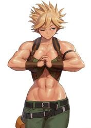 abs athletic_female blonde_hair bloody_roar clothed female muscles muscular_female nutro pointy_chin shina_the_leopard solo solo_female