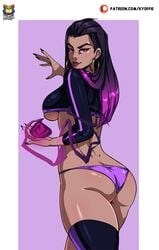 1girls breasts da_đen dark-skinned_female dark_skin female kyoffie latina purple_hair reyna_(valorant) riot_games valorant video_games