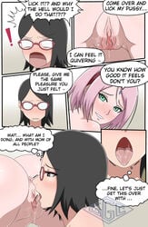 2girls boruto:_naruto_next_generations comic female female_only ggc incest lesbian mother mother_and_daughter multiple_girls naruto pink_hair pussy sakura_haruno sarada_uchiha strap-on yuri