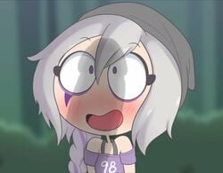 alternate_version_available big_penis edit fnafhs fnafhs_z3ro forest jarrotxx mai_(fnafhs) penis penis_awe penis_shadow purple_hair surprised two_tone_hair white_hair