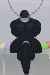 <3_eyes 2020 abs absurd_res accessory bald balloon balls barazoku biceps big_balls big_penis black_balls black_body black_penis black_skin bondage bound chain_chomp chains cock_ring collar erection genitals grey_background half-closed_eyes heart hi_res huge_balls huge_cock humanoid humanoid_genitalia humanoid_penis hyper hyper_balls hyper_genitalia hyper_penis jewelry leash long_penis male male_only manly mario_(series) moba_(artist) muscular narrowed_eyes navel nintendo nude pecs penis penis_accessory penis_jewelry sharp_teeth simple_background sitting smile solo solo_male spiked_cock_ring spikes teeth thick_penis thick_thighs triceps video_games water water_balloon