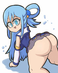 1girls aqua_(konosuba) big_ass big_breasts blue_eyes blue_hair bottomless female goddess hair_ornament high_resolution huge_ass kono_subarashii_sekai_ni_shukufuku_wo! long_hair lotikmac no_panties pale-skinned_female pale_skin thick_thighs thighs wide_hips