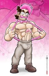 big_penis bowtie cum dyed_hair glasses looking_at_viewer male_only markiplier moustache pink_hair shirtless slashweilerdog smiling suspenders suspenders_pull youtube youtuber