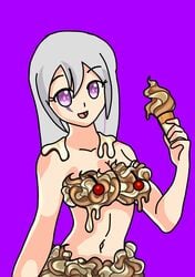 dir_arts fnafhs fnafhs_z3ro ice_cream mai_(fnafhs) purple_hair sole_female two_tone_hair white_hair