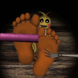 3d animated beakless five_nights_at_freddy's five_nights_at_freddy's_2 foot_fetish gif tickle_machine tickle_torture tickling tickling_feet toy_chica_(fnaf)