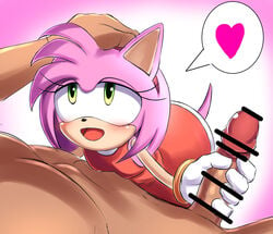 2019 amy_rose anthro black_nose blush censored clothed clothing dress duo erection eulipotyphlan faceless_male female fur genitals gloves green_eyes hair hand_on_head handjob handwear heart hedgehog hi_res hondaranya human human_on_anthro humanoid_genitalia humanoid_penis interspecies male mammal nude open_mouth penile penis pink_body pink_fur pink_hair sex simple_background smile solo_focus sonic_(series) straight tan_body video_games