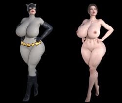 1girls 3d 3d_(artwork) areolae athletic athletic_female batman:_the_animated_series batman_(series) big_ass big_breasts black_background bodysuit breasts busty catsuit catwoman catwoman_(dcau) curvy dc dc_comics dcau dragonporn dressed_undressed female female_only hourglass_figure huge_breasts lipstick nipples nude nude_female posing selina_kyle solo standing thick_thighs wide_hips