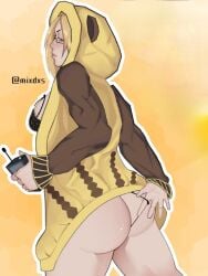 ass back blonde_hair bloodstrike breasts delicious_ass emma female focus hair hot jacket lingerie mixdxs pajamas pijama provocative pulling thong view vignette
