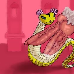 anthro_on_feral bigger_male cocky_smile cum cum_drip cum_in_pussy cum_inside female feral hemipenes lustful_gaze make male male/female master_viper overflow penetration scalie snake vaginal_penetration vaginal_sex