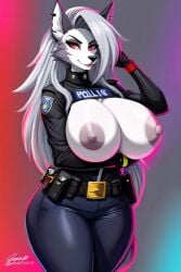 ai_generated female furry helluva_boss loona_(helluva_boss) police_uniform self_upload